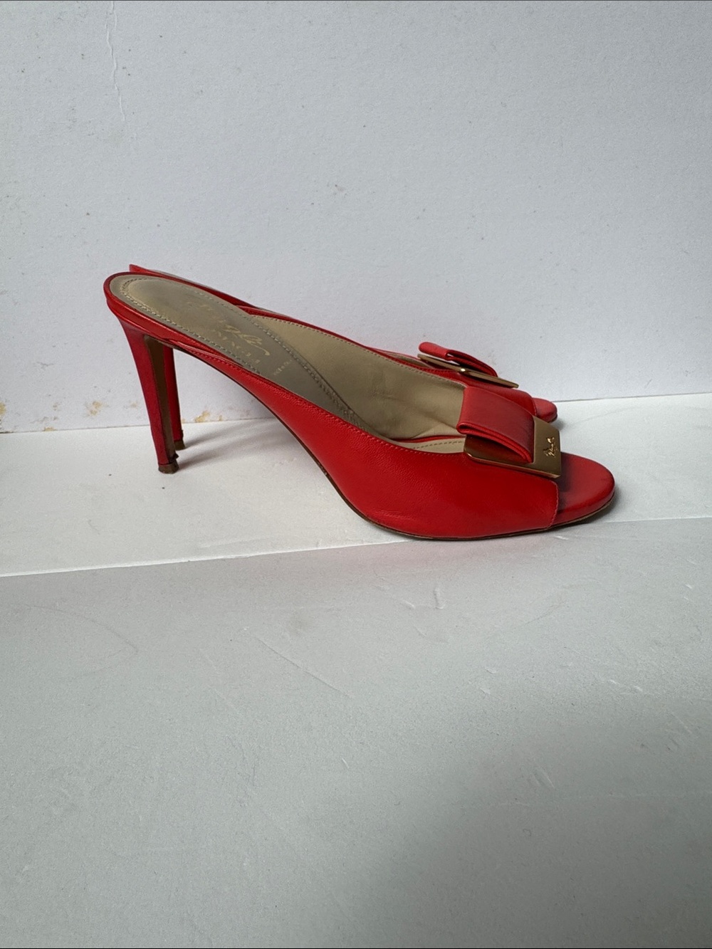 Bruno Magli leather mules with a gold-tone hardware plaque - Picture 4 of 10